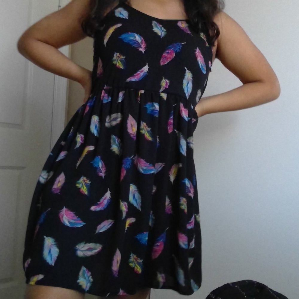 Xhiliration Black Feather Dress Great condition